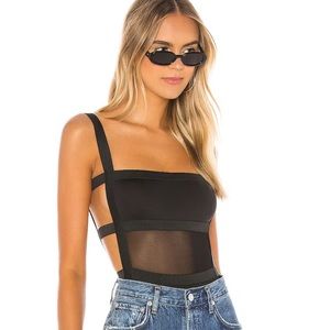 REVOLVE (Camille Strappy Back Bodysuit in Black)